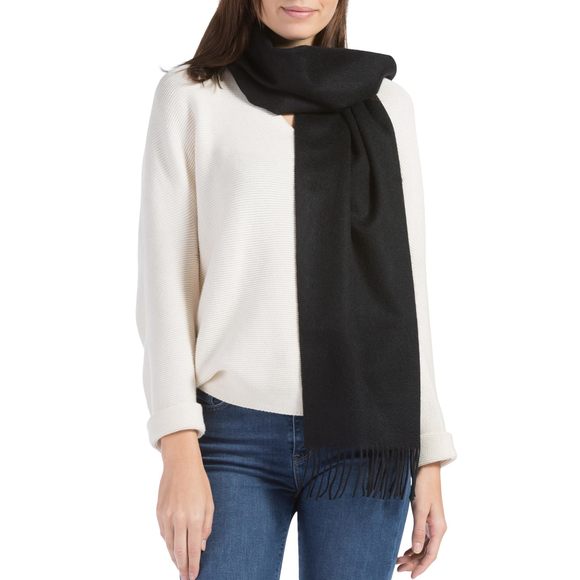 Women's 100% Pure Cashmere Winter Scarf; 2-ply Dehaired (black)☺️